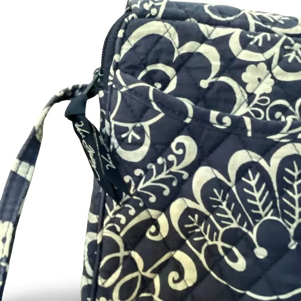 Vera Bradley Mini Hipster Indigo Pop Crossbody Bag Floral Blue White Quilted